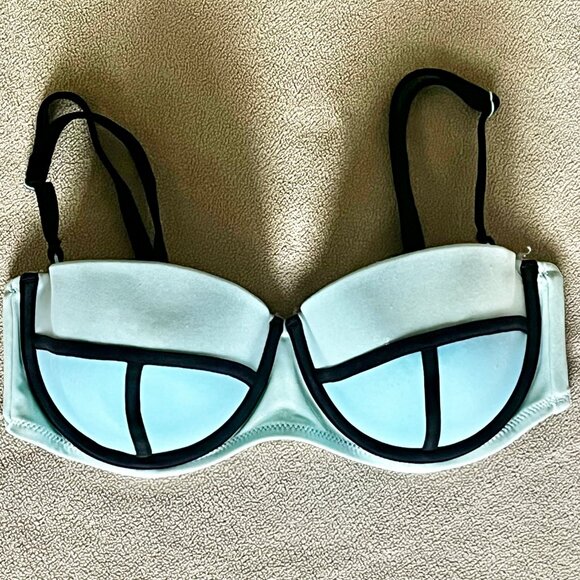 Victoria's Secret - Light Blue & Mint Green Colorblock Bandeau Bikini Top - Picture 2 of 5